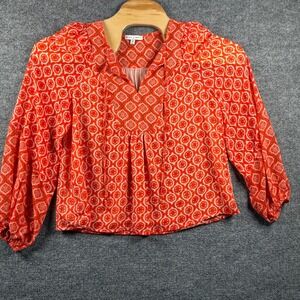 Maison d'Amelie S Geometric Peasant Blouse Boho Chic Summer Flowy Lined Paris